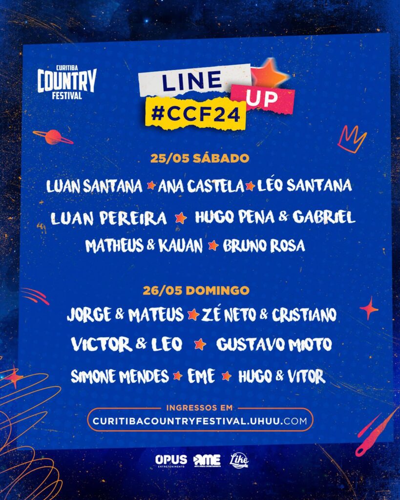Atrações Cantores e Shows do Curitiba Country Festival