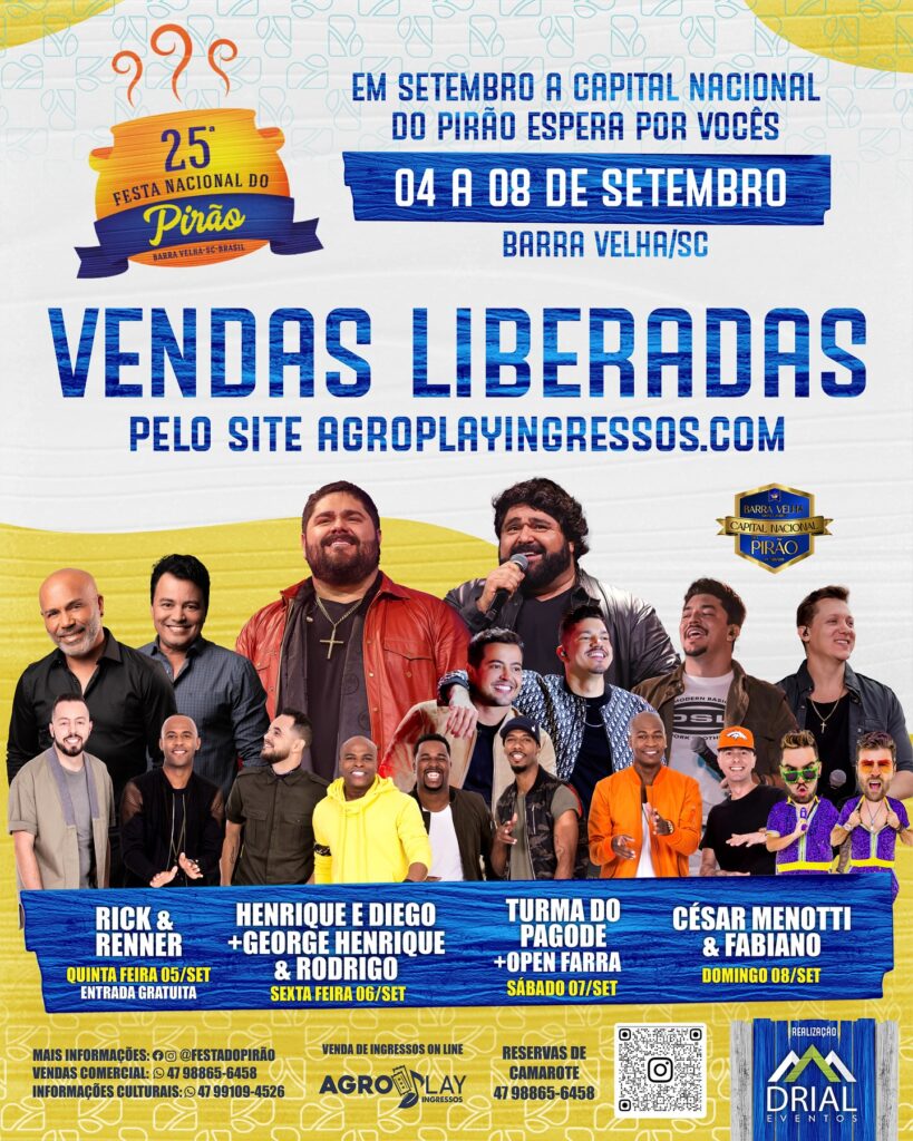 Festa do Pirão barra Velha-SC Programação e Shows