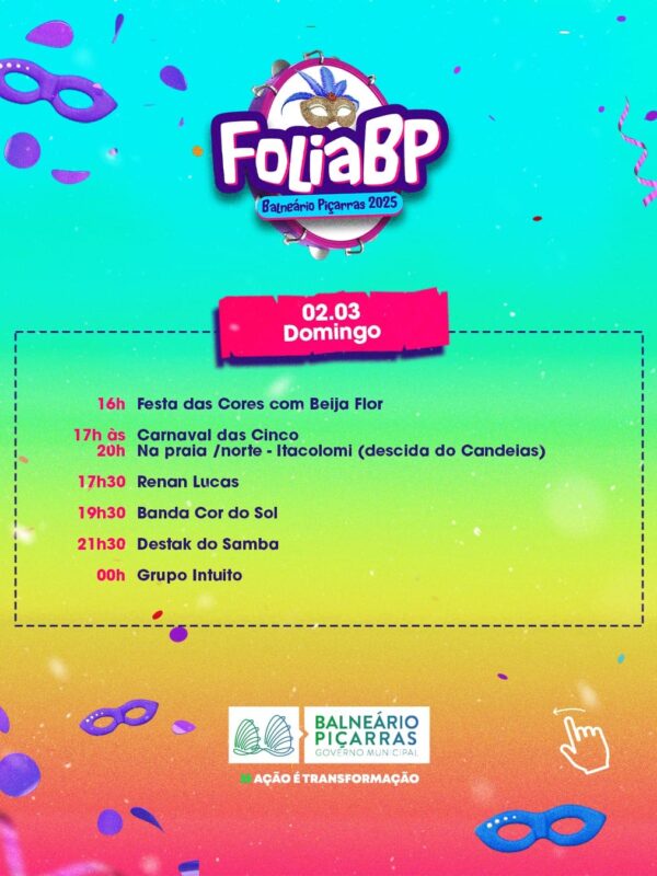programacao-carnaval-picarras-domingo Programação Carnaval Piçarras 02/03 domingo