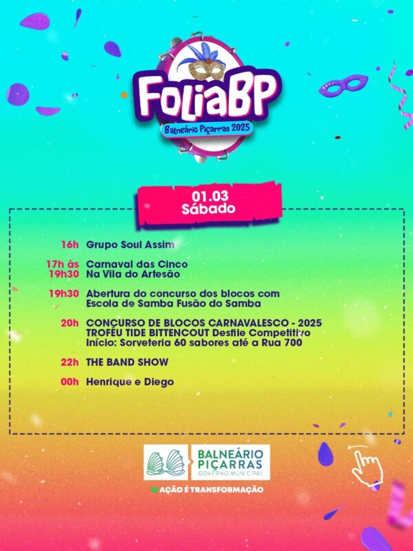 programacao-carnaval-picarras-sabado Programação Carnaval Piçarras 01/03 sábado