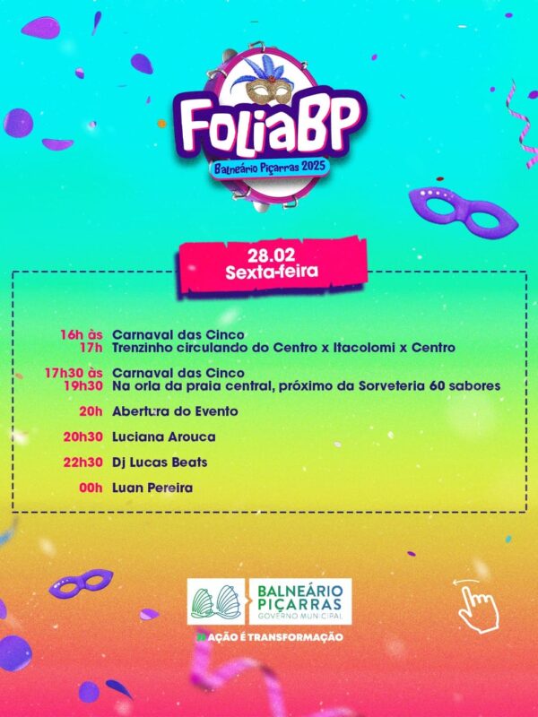 programacao-carnaval-picarras-sexta-feira Programação Carnaval Piçarras 28 fevereiro sexta-feira